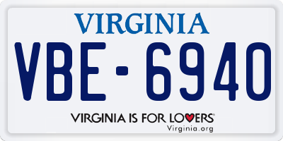 VA license plate VBE6940