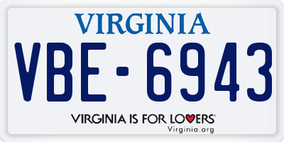 VA license plate VBE6943