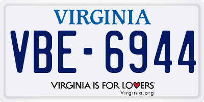 VA license plate VBE6944