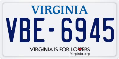 VA license plate VBE6945