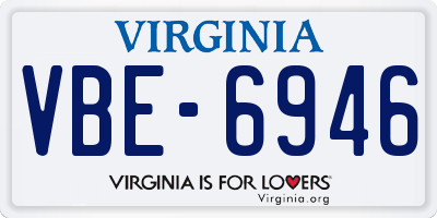 VA license plate VBE6946