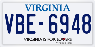 VA license plate VBE6948