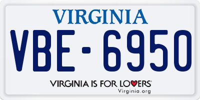 VA license plate VBE6950