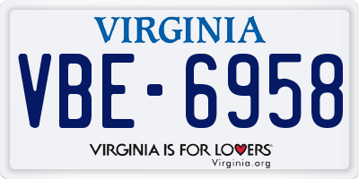 VA license plate VBE6958