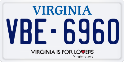 VA license plate VBE6960