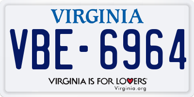 VA license plate VBE6964