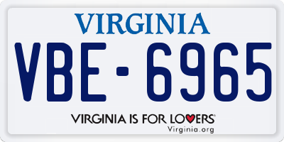 VA license plate VBE6965