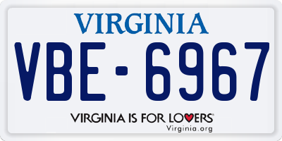 VA license plate VBE6967