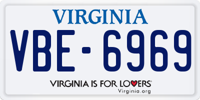 VA license plate VBE6969