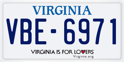 VA license plate VBE6971
