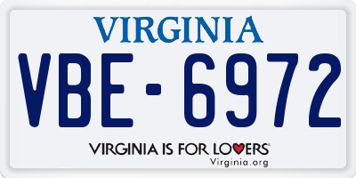 VA license plate VBE6972