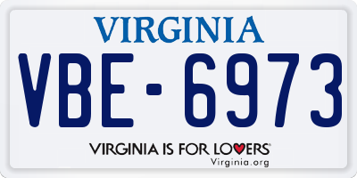 VA license plate VBE6973