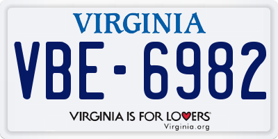 VA license plate VBE6982