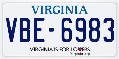 VA license plate VBE6983