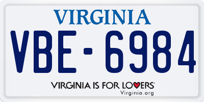 VA license plate VBE6984