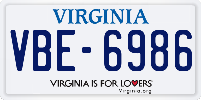 VA license plate VBE6986