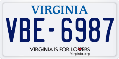 VA license plate VBE6987