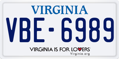 VA license plate VBE6989