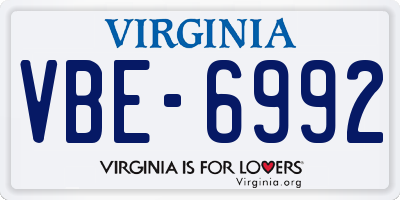 VA license plate VBE6992