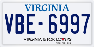 VA license plate VBE6997