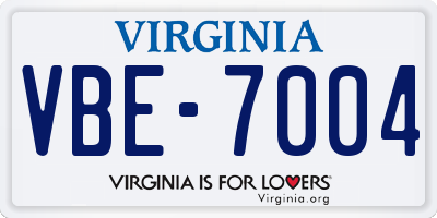 VA license plate VBE7004