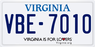 VA license plate VBE7010