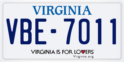 VA license plate VBE7011
