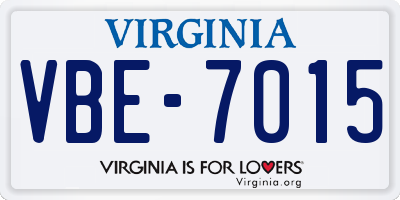 VA license plate VBE7015
