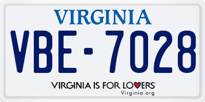 VA license plate VBE7028