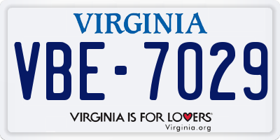 VA license plate VBE7029