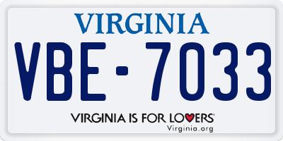 VA license plate VBE7033
