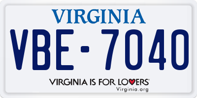VA license plate VBE7040