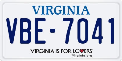 VA license plate VBE7041