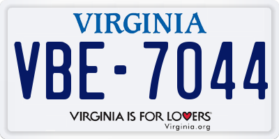 VA license plate VBE7044