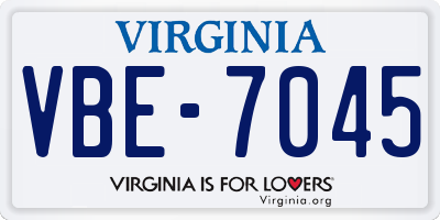 VA license plate VBE7045