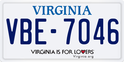 VA license plate VBE7046
