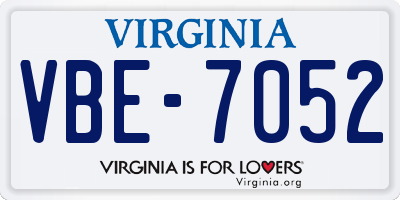 VA license plate VBE7052