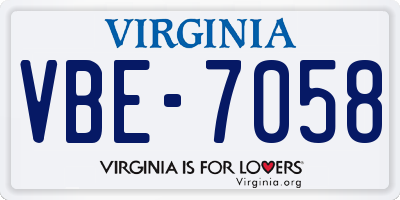 VA license plate VBE7058