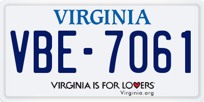 VA license plate VBE7061