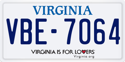 VA license plate VBE7064