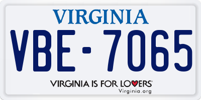 VA license plate VBE7065