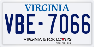 VA license plate VBE7066