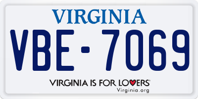 VA license plate VBE7069