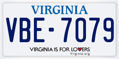 VA license plate VBE7079