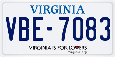 VA license plate VBE7083