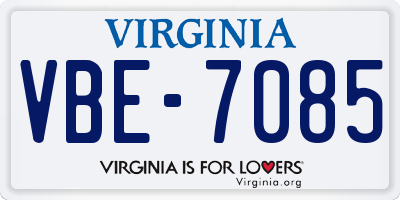 VA license plate VBE7085