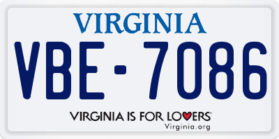 VA license plate VBE7086