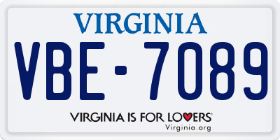 VA license plate VBE7089