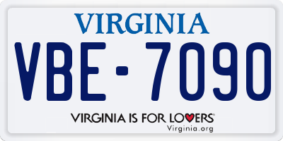 VA license plate VBE7090