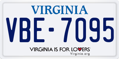 VA license plate VBE7095